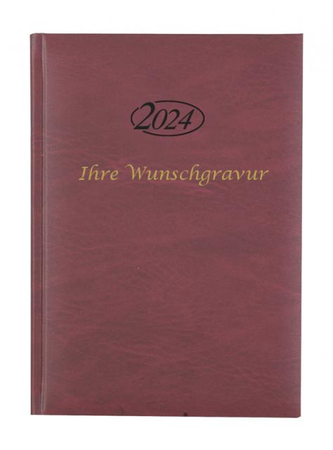 Buchkalender 2024 mit Gravur / Chefkalender / Farbe: bordeaux