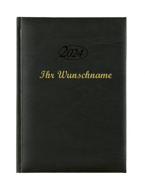 Buchkalender 2024 mit Namensgravur / Chefkalender / Farbe: schwarz