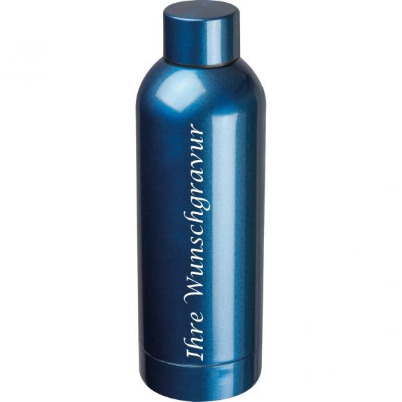 Doppelwandige Trinkflasche aus Edelstahl mit Gravur / 500 ml / Farbe: dunkelblau