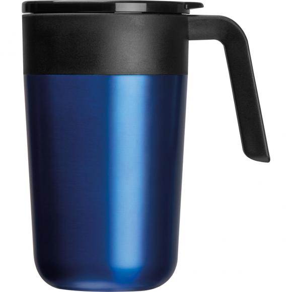 Doppelwandiger Trinkbecher aus Edelstahl mit Gravur / 400ml / Farbe: blau