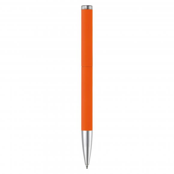 Dreh-Kugelschreiber mit Gravur / aus Metall / mit Soft Touch / Farbe: orange