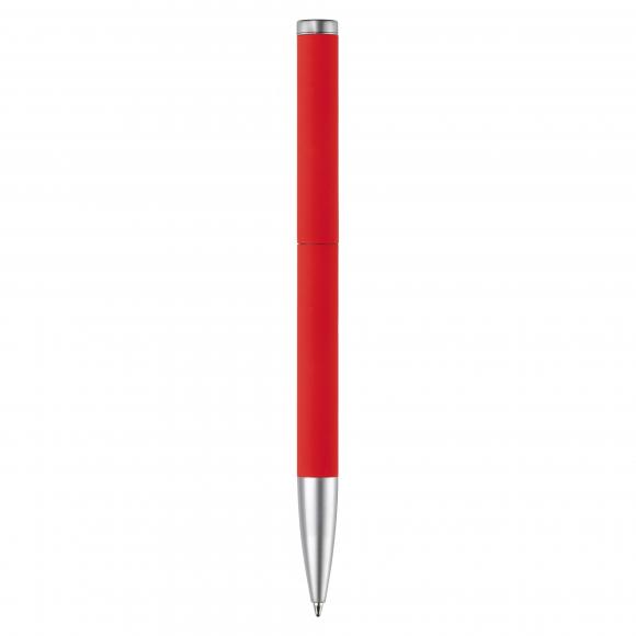 Dreh-Kugelschreiber mit Gravur / aus Metall / mit Soft Touch / Farbe: rot