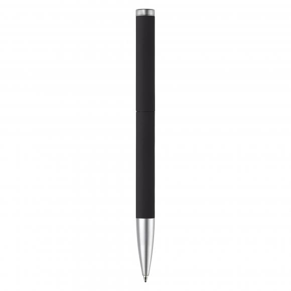 Dreh-Kugelschreiber mit Gravur / aus Metall / mit Soft Touch / Farbe: schwarz