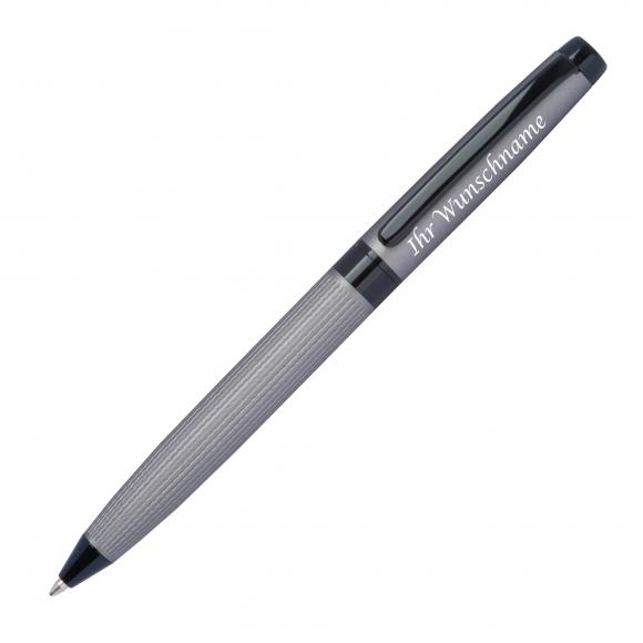 Drehkugelschreiber "CrisMa" aus Edelstahl mit Gravur / Farbe: matt-grau