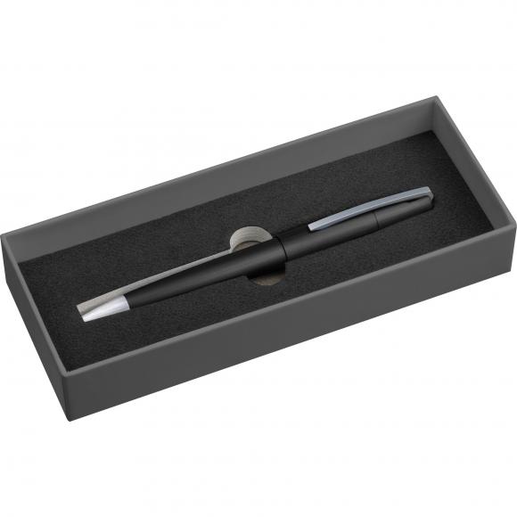 Drehkugelschreiber aus Metall mit Gravur / incl. Geschenkverpackung / schwarz