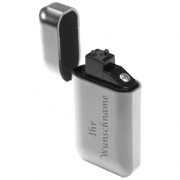 Elektronisches Feuerzeug mit Gravur / USB Feuerzeug / Farbe: silber