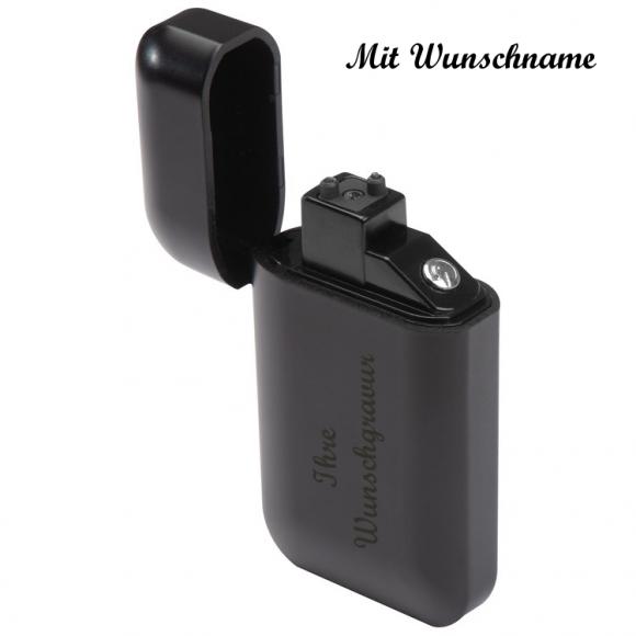 Elektronisches Feuerzeug mit Namensgravur - USB Feuerzeug - Farbe: schwarz
