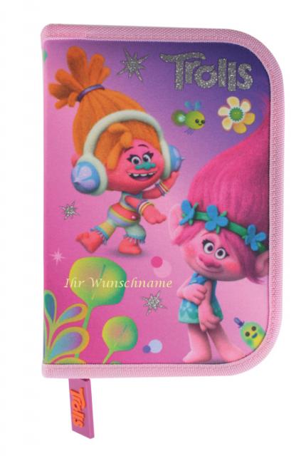 Federtasche mit Gravur / Federmappe / Schüleretui / 27tlg. / "Trolls"