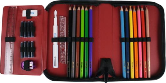 Federtasche mit Namensgravur - Federmappe - 27teilig