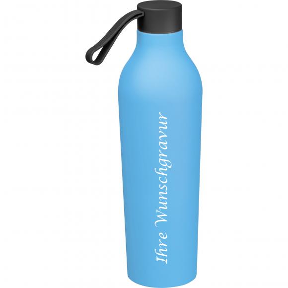 Gummierte Trinkflasche mit Gravur / 750ml / Farbe: hellblau