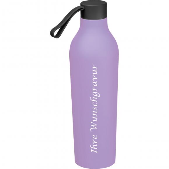 Gummierte Trinkflasche mit Gravur / 750ml / Farbe: lila