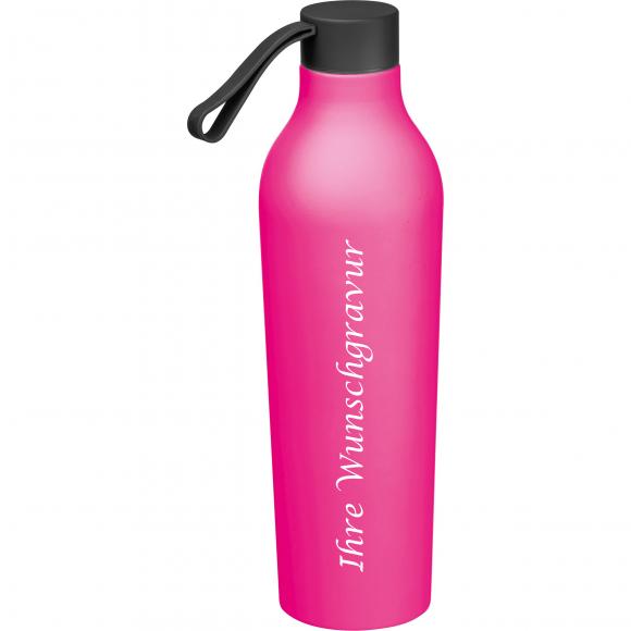 Gummierte Trinkflasche mit Gravur / 750ml / Farbe: pink