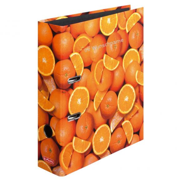 Herlitz Motivordner mit silbergefärbter Gravur / DIN A4 / 80mm breit / "Orange"