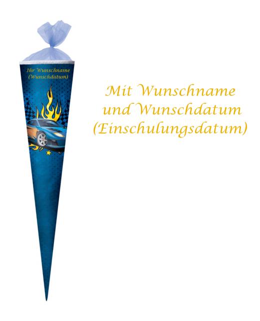 Herlitz Schultüte mit Gravur / Zuckertüte / 70cm / rund / "Rennauto"