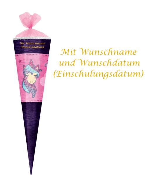 Herlitz Schultüte mit Gravur / Zuckertüte / 85cm / eckig / "Einhorn"