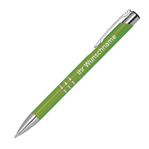 Kugelschreiber aus Metall mit Gravur / Farbe: hellgrün