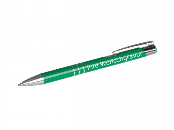 Kugelschreiber aus Metall mit Gravur / Farbe: mittelgrün