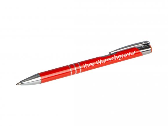Kugelschreiber aus Metall mit Gravur / Farbe: mittelrot