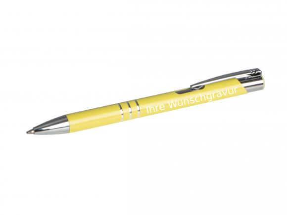 Kugelschreiber aus Metall mit Gravur / Farbe: pastell gelb