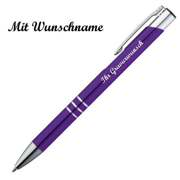 Kugelschreiber aus Metall mit Namensgravur - Farbe: lila