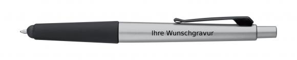 Kugelschreiber mit  Gravur / Metallic-Kunststoff mit Touch-Pad / Farbe: silber