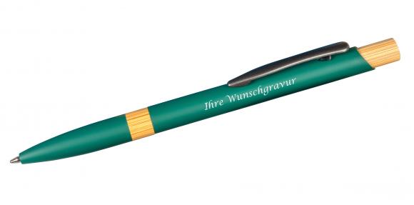 Kugelschreiber mit Gravur / aus Metall / mit gummierter Oberfläche / Farbe: grün