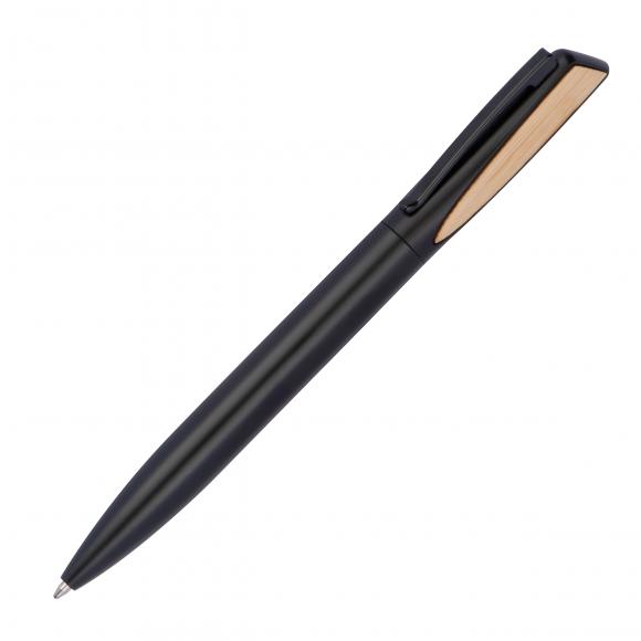 Kugelschreiber mit Gravur / aus Metall mit Bambusapplikation