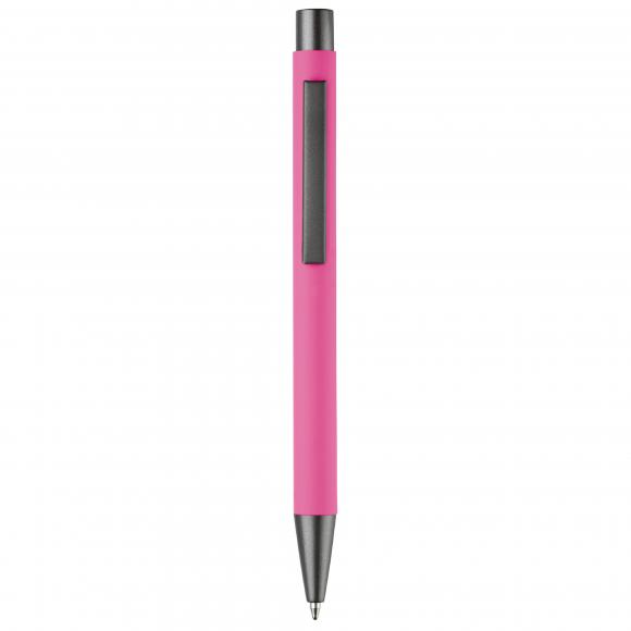 Kugelschreiber mit Namensgravur - aus Metall - mit Soft-Touch - Farbe: pink