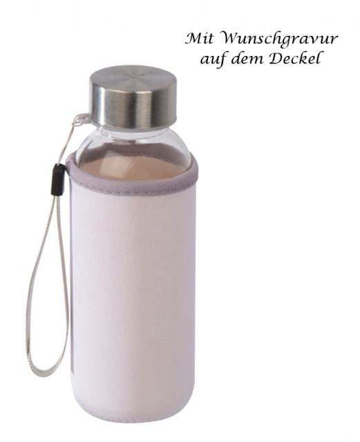 Kunststoff Trinkflasche mit Gravur / mit Neoprenüberzug / 300ml / transparent