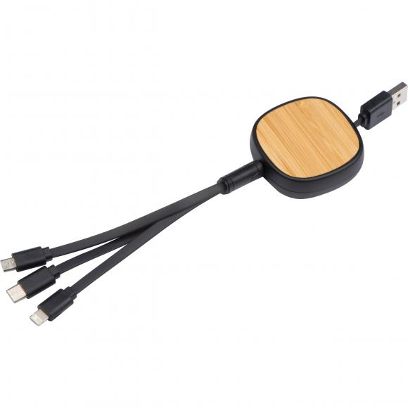 Ladekabel mit Bambusverziehrung mit Gravur / USB, C Type, Mini USB,iOS Anschluss