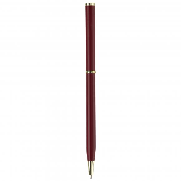 Metal-Kugelschreiber "slim" mit Gravur / mit goldfarbige Teile / Farbe: rot
