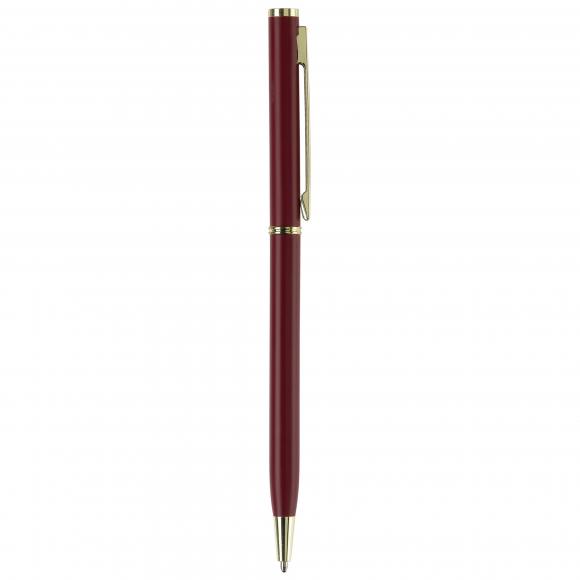 Metal-Kugelschreiber "slim" mit Gravur / mit goldfarbige Teile / Farbe: rot