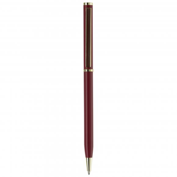 Metal-Kugelschreiber "slim" mit Gravur / mit goldfarbige Teile / Farbe: rot