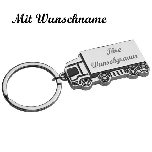 Metall-Schlüsselanhänger "LKW" mit Namensgravur - aus hochglänzendem Metall