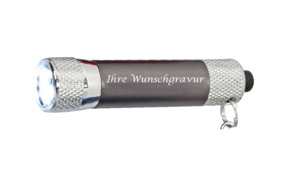 Metall-Schlüsselanhänger mit Gravur / mit Taschenlampe / Farbe: anthrazit