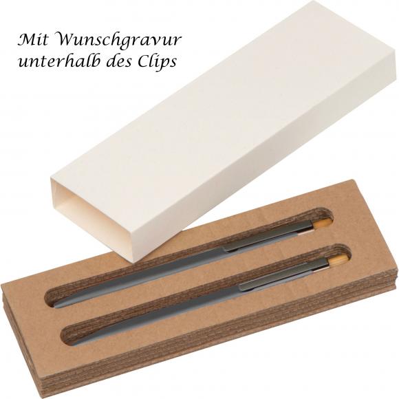 Metall-Schreibset mit Kugelschreiber und Druckbleistift mit Gravur / anthrazit