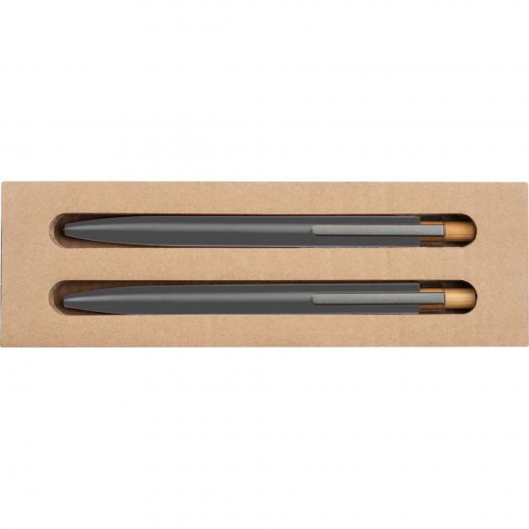 Metall-Schreibset mit Kugelschreiber und Druckbleistift mit Gravur / anthrazit