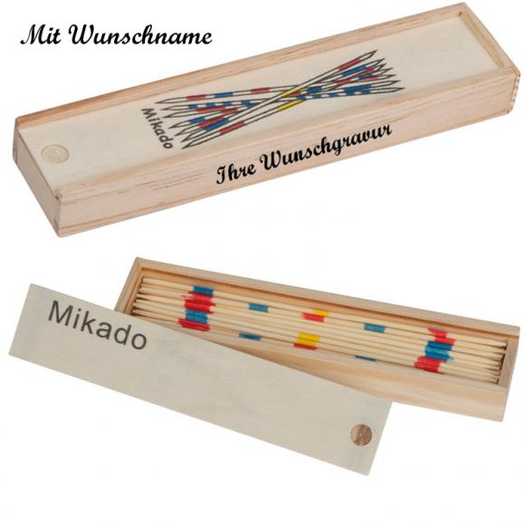 Mikado in Holzbox mit Namensgravur