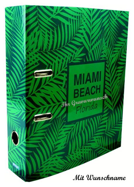 Motivordner mit Namensgravur - A4 / 8cm Rückenbreite - "Miami Beach"