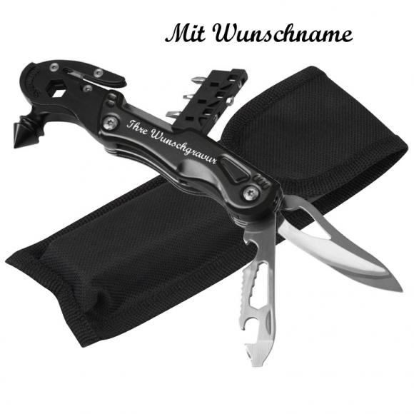 Multitool mit Namensgravur - Nothammer, Schraubendrehern, Taschenmesser, Säge...