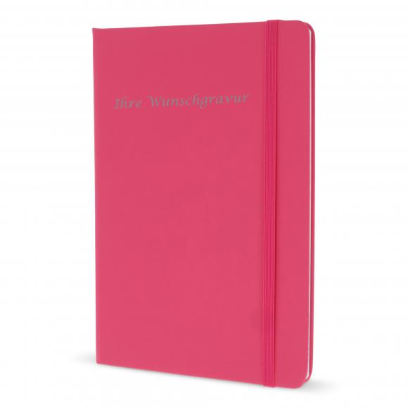 Notizbuch mit Gravur / DIN A5 / 192 S. / liniert / PU Hardcover / Farbe: pink