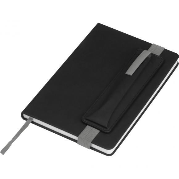 Notizbuch mit Gravur / DIN A5 / mit PU-Einband / liniert / Farbe: schwarz-grau