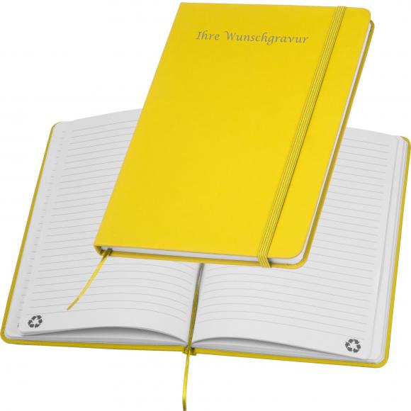 Notizbuch mit Gravur / DIN A5 / Umschlag aus PU / 160 Seiten / Farbe: gelb