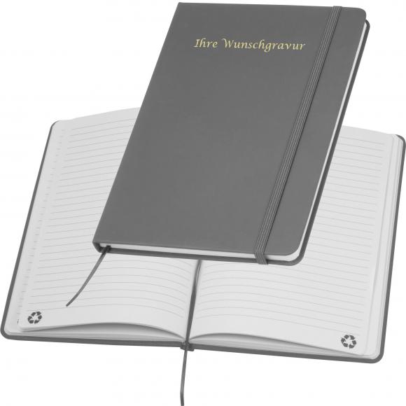 Notizbuch mit Gravur / DIN A5 / Umschlag aus PU / 160 Seiten / Farbe: grau