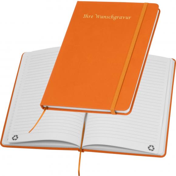 Notizbuch mit Gravur / DIN A5 / Umschlag aus PU / 160 Seiten / Farbe: orange