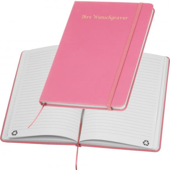 Notizbuch mit Gravur / DIN A5 / Umschlag aus PU / 160 Seiten / Farbe: pink