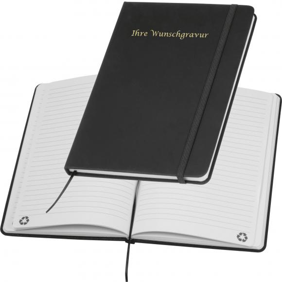Notizbuch mit Gravur / DIN A5 / Umschlag aus PU / 160 Seiten / Farbe: schwarz