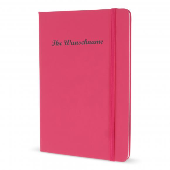Notizbuch mit Namensgravur - DIN A5 - 192 S. - liniert - PU Hardcover - pink