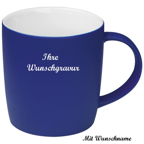 Porzellantasse mit Namensgravur / Kaffeetasse / 300 ml / Farbe: blau