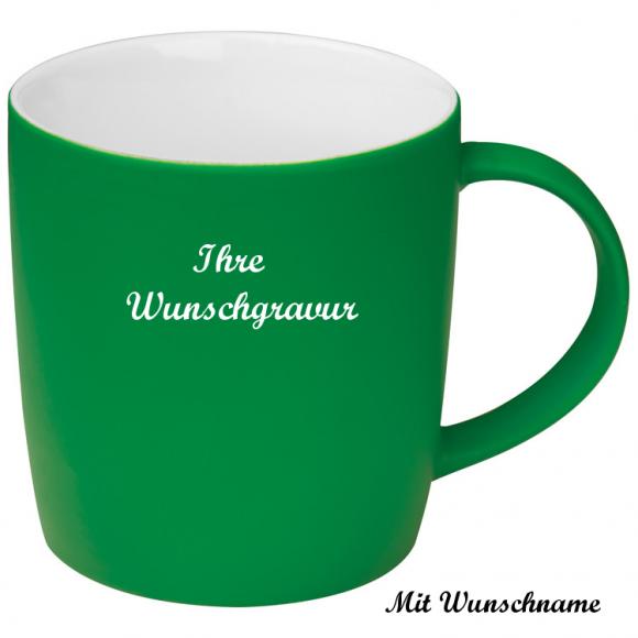 Porzellantasse mit Namensgravur / Kaffeetasse / 300 ml / Farbe: grün